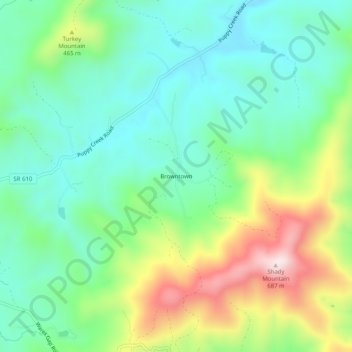 Mappa topografica Browntown, altitudine, rilievo
