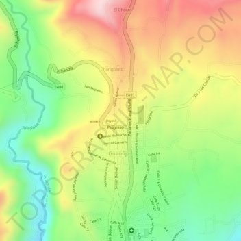 Mappa topografica Antena Claro, altitudine, rilievo