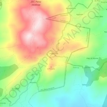 Mappa topografica A Martiñá, altitudine, rilievo