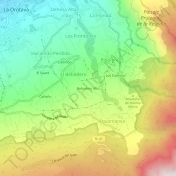 Mappa topografica Bebedero Alto, altitudine, rilievo