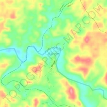 Mappa topografica Bagadó, altitudine, rilievo