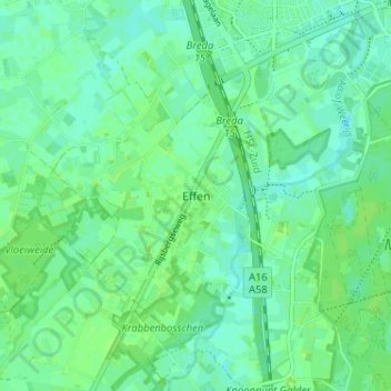 Mappa topografica Effen, altitudine, rilievo