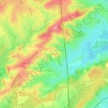 Mappa topografica Les Vernizys, altitudine, rilievo