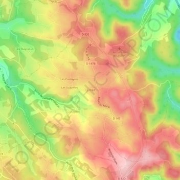 Mappa topografica Le Treil, altitudine, rilievo