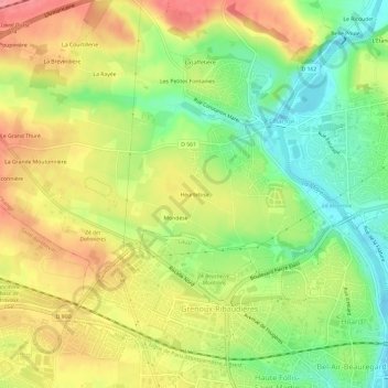 Mappa topografica Heurtebise, altitudine, rilievo