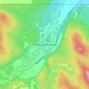 Mappa topografica Redwood Meadows, altitudine, rilievo