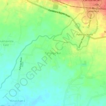 Mappa topografica Pahinga Sur, altitudine, rilievo