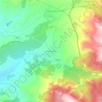Mappa topografica Santa Barbara, altitudine, rilievo