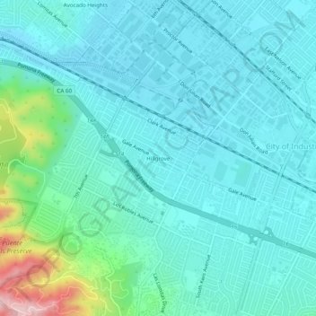 Mappa topografica Hillgrove, altitudine, rilievo