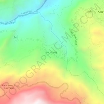 Mappa topografica Socha Viejo, altitudine, rilievo