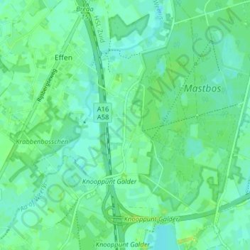 Mappa topografica Overa, altitudine, rilievo