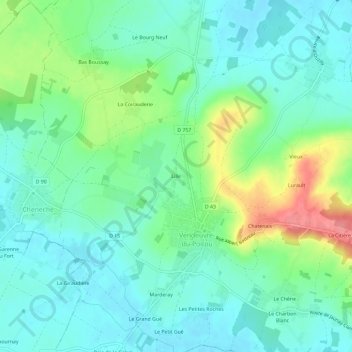 Mappa topografica Lille, altitudine, rilievo