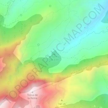 Mappa topografica el Tormo, altitudine, rilievo