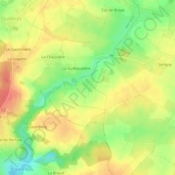 Mappa topografica Vux, altitudine, rilievo