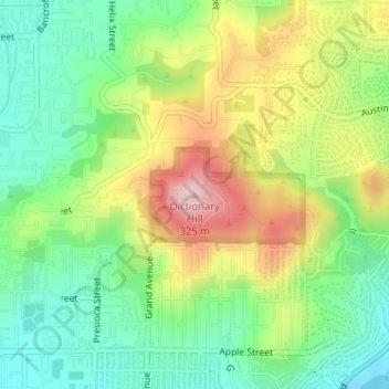 Mappa topografica Dictionary Hill, altitudine, rilievo
