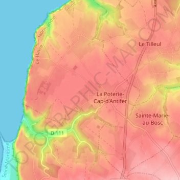 Mappa topografica Le Presbytère, altitudine, rilievo