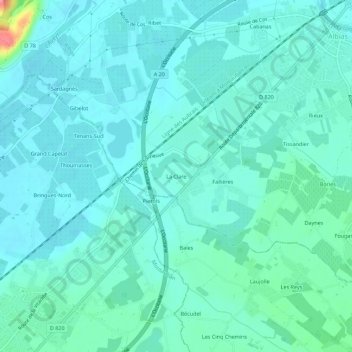 Mappa topografica La Clare, altitudine, rilievo