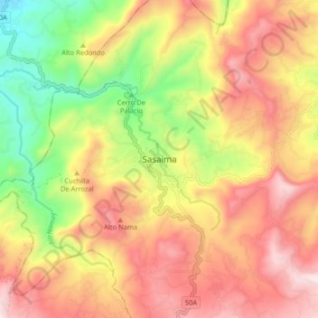 Mappa topografica Sasaima, altitudine, rilievo