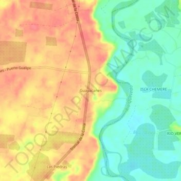 Mappa topografica Guayacanes, altitudine, rilievo
