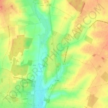 Mappa topografica Fussy, altitudine, rilievo