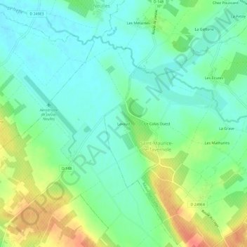 Mappa topografica Lavaud, altitudine, rilievo