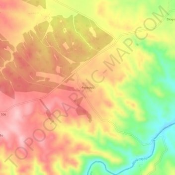 Mappa topografica Penedos, altitudine, rilievo