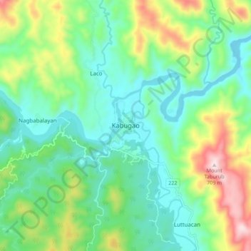 Mappa topografica Kabugao, altitudine, rilievo