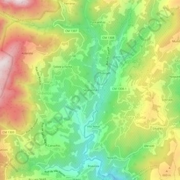 Mappa topografica Sermanha, altitudine, rilievo