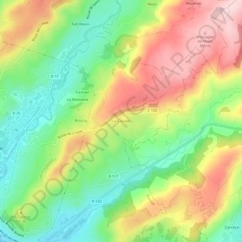 Mappa topografica Le Croizet, altitudine, rilievo