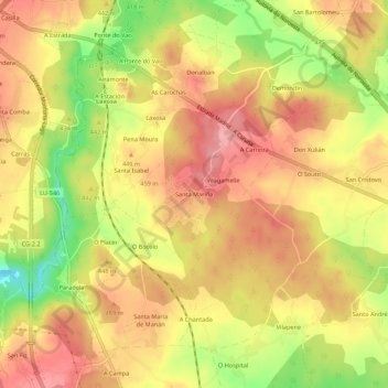 Mappa topografica Santa Mariña, altitudine, rilievo