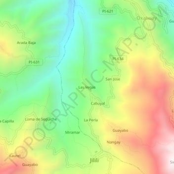 Mappa topografica Las Vegas, altitudine, rilievo