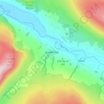 Mappa topografica Gawthrop, altitudine, rilievo