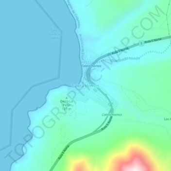 Mappa topografica Caleta Hornos, altitudine, rilievo