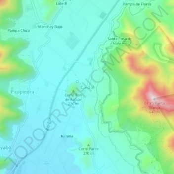 Mappa topografica Cardal, altitudine, rilievo