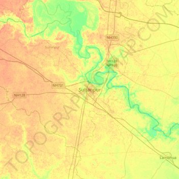 Mappa topografica Sultanpur, altitudine, rilievo