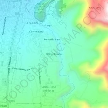 Mappa topografica Romerillo Alto, altitudine, rilievo