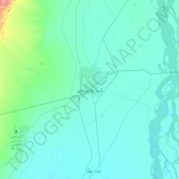 Mappa topografica Dera Ghazi Khan, altitudine, rilievo