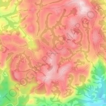 Mappa topografica Balengou, altitudine, rilievo