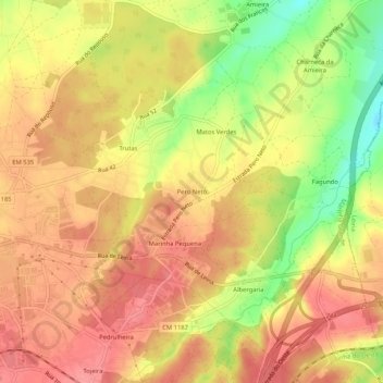 Mappa topografica Pero Neto, altitudine, rilievo