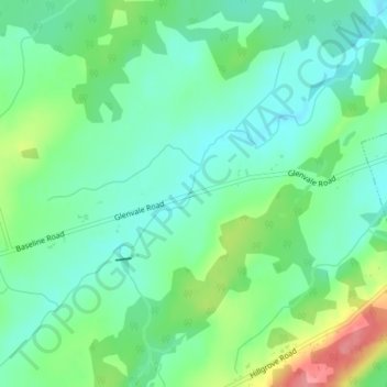 Mappa topografica Glenvale, altitudine, rilievo