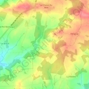 Mappa topografica Archayaux, altitudine, rilievo