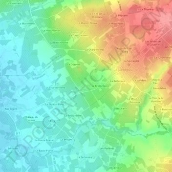 Mappa topografica Briacé, altitudine, rilievo