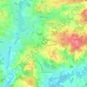 Mappa topografica Le Radoit, altitudine, rilievo