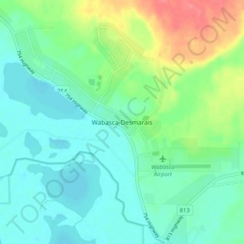Mappa topografica Wabasca-Desmarais, altitudine, rilievo