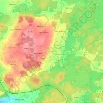 Mappa topografica Hemhof, altitudine, rilievo