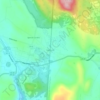 Mappa topografica State Line, altitudine, rilievo