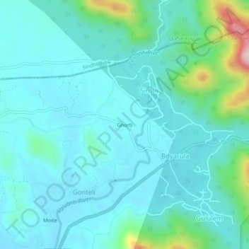 Mappa topografica Ghorti, altitudine, rilievo