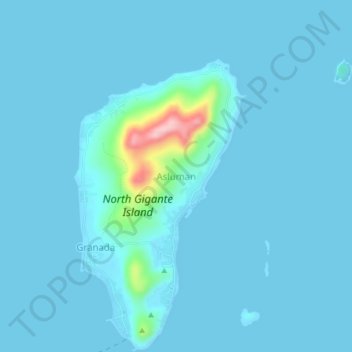 Mappa topografica Asluman, altitudine, rilievo