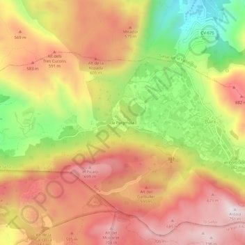 Mappa topografica la Puigmola, altitudine, rilievo