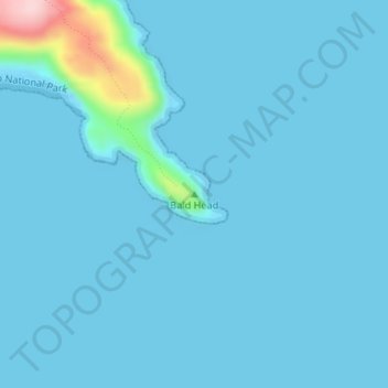 Mappa topografica Bald Head, altitudine, rilievo